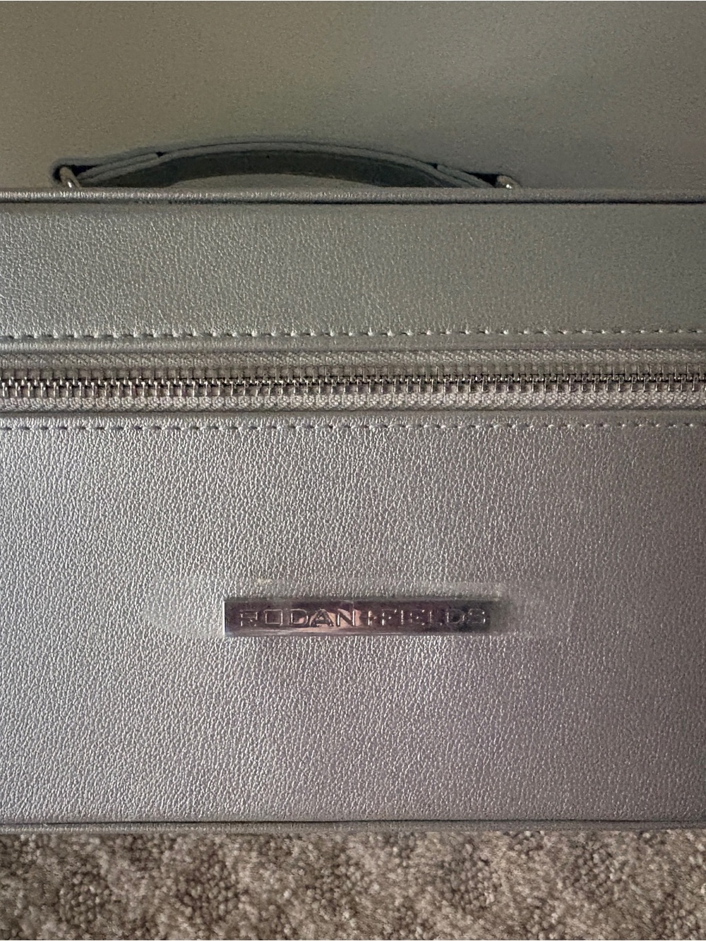 Rodan + Fields Silver Metallic Cosmetic Case with Top Handle